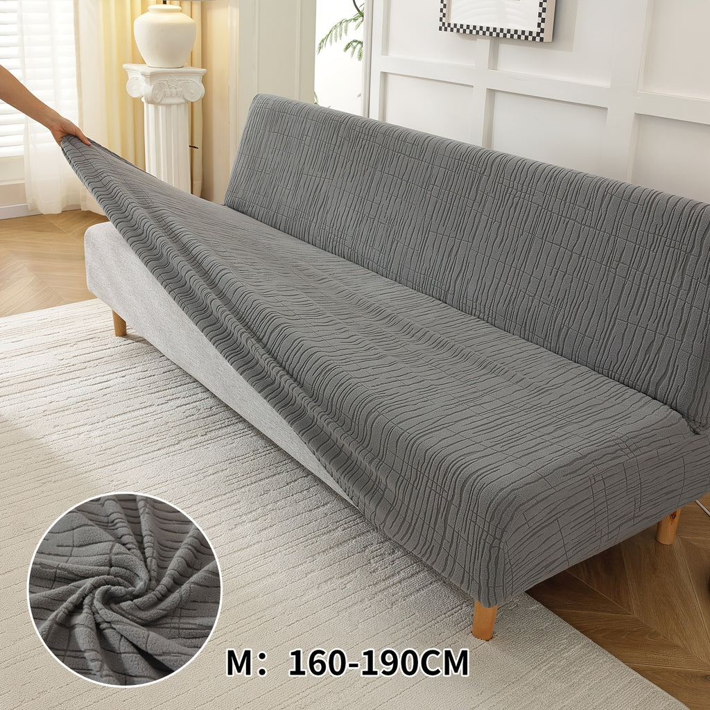 Housse de canapé extensible en polaire jacquard sans accoudoirs, gros plan sur le tissu