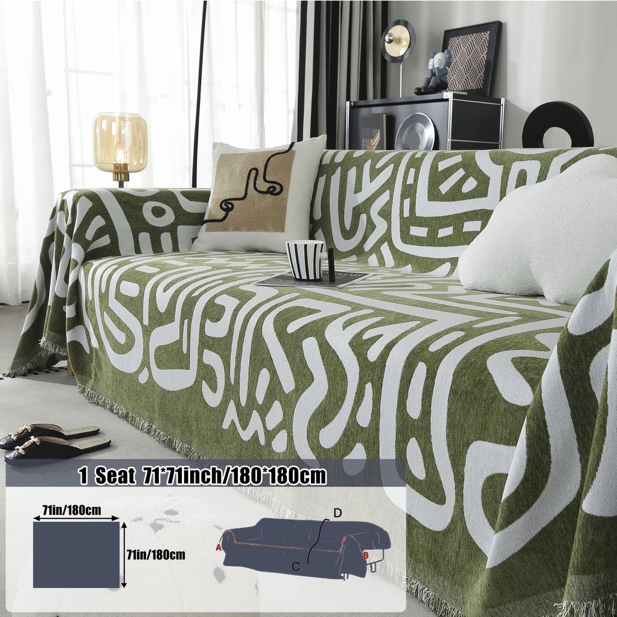 Housse de canapé épaisse en chenille antidérapante, compatible fauteuil, canapé deux places, canapé trois places