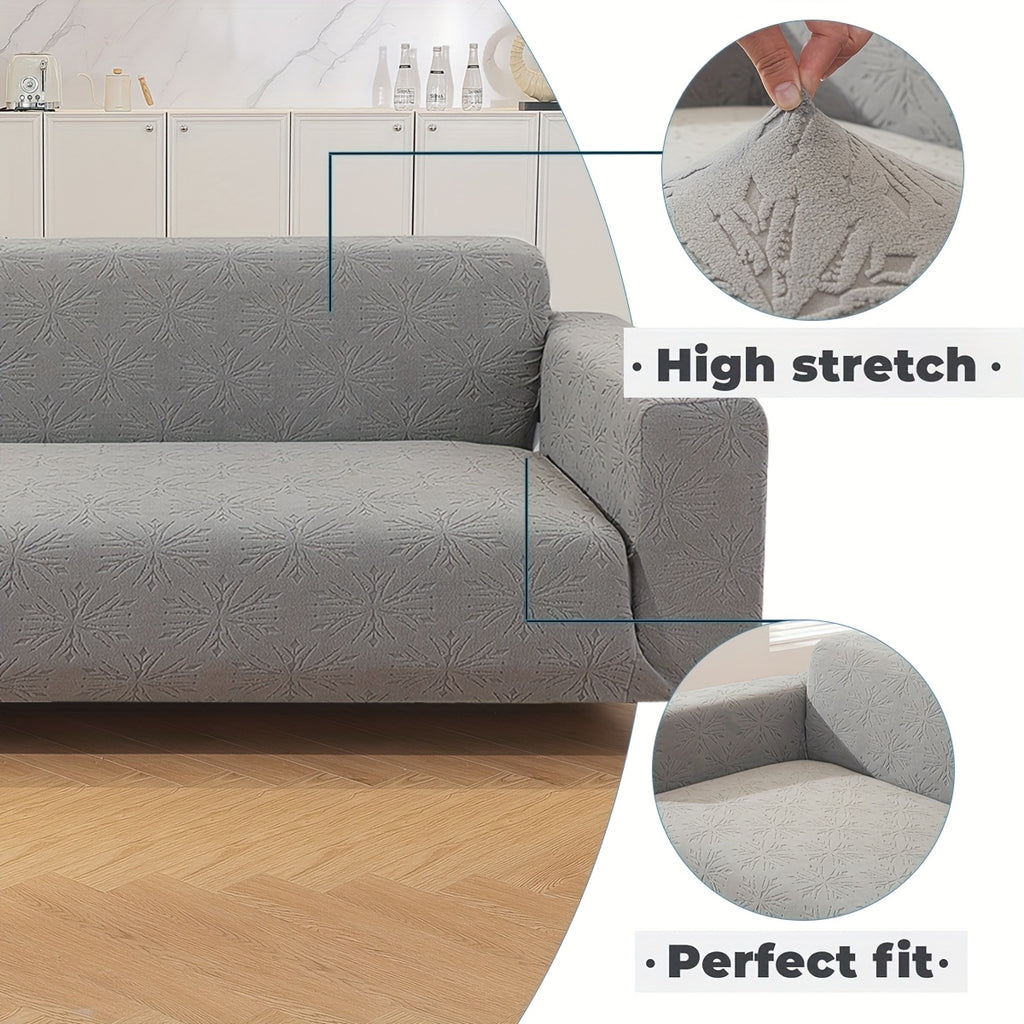 Housse de canapé épaisse extensible en polaire jacquard à housses séparées, détail de la finition