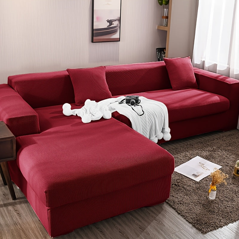 Housse de canapé épaisse extensible en polaire jacquard à housses séparées, gros plan sur le tissu