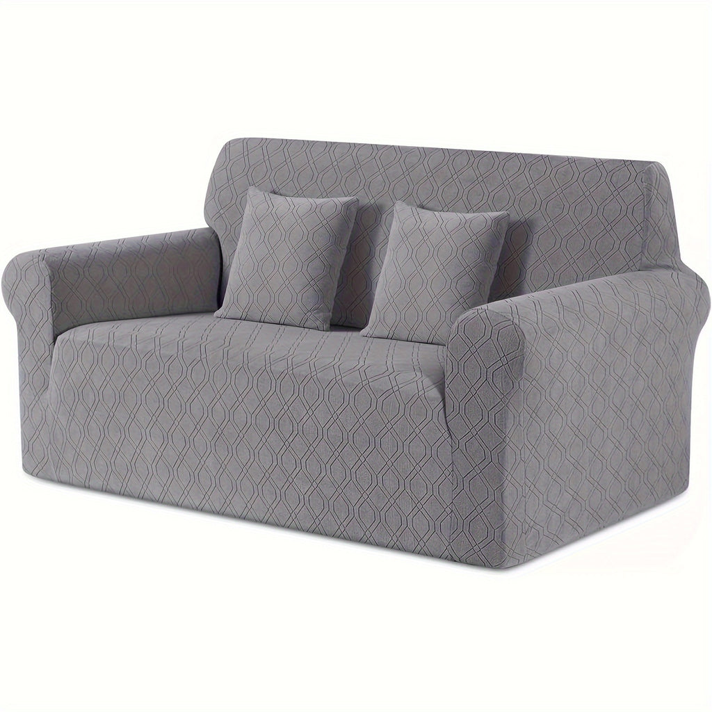 Housse de canapé extensible en polaire jacquard antidérapante d'esprit vintage, housse posée