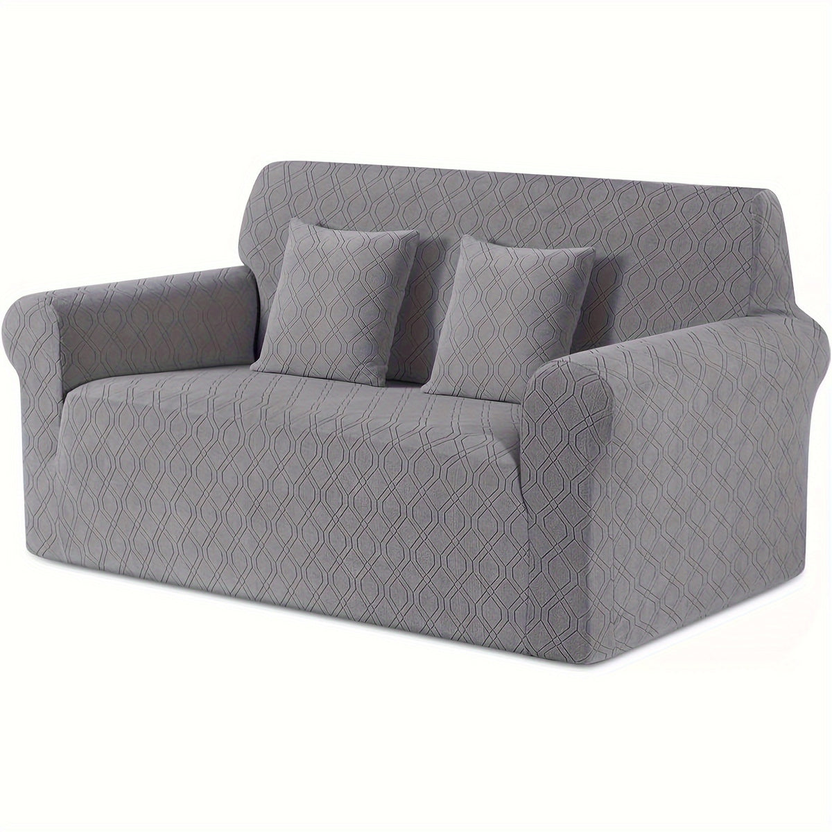Housse de canapé extensible en polaire jacquard antidérapante d'esprit vintage, housse posée