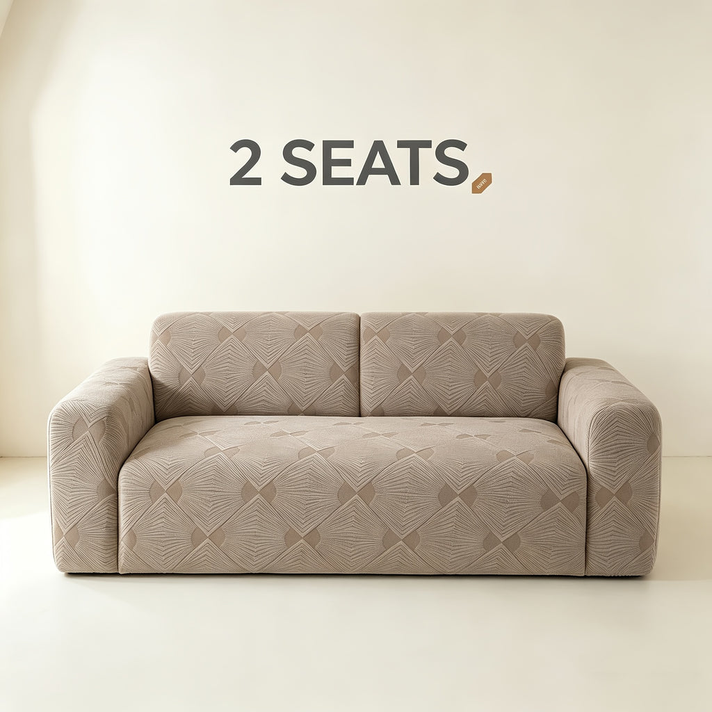 Housse de canapé extensible en polaire jacquard à rayures, détail de la finition