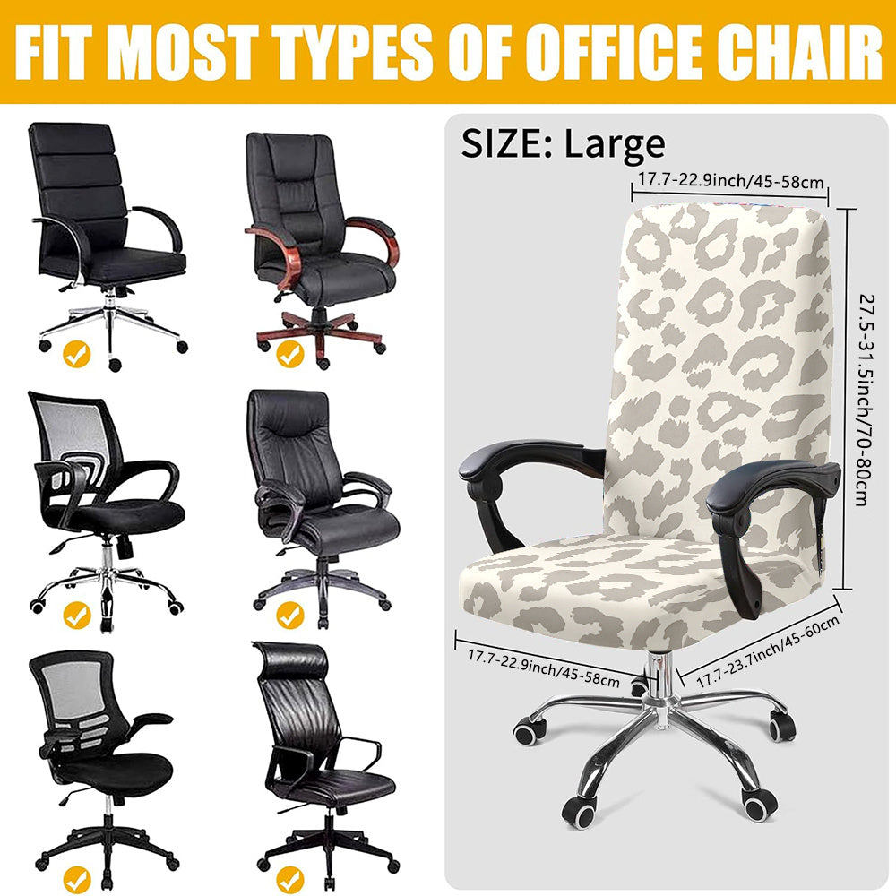 Housse de chaise extensible en fibre de lait à motif léopard à fermeture, tissu de 180 à 200 g/m²