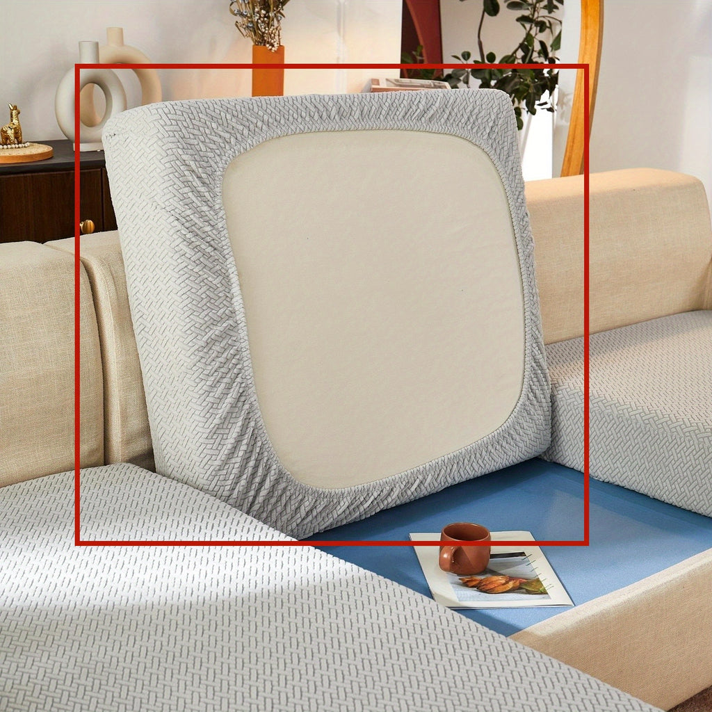 Housse de coussin extensible en polaire jacquard, vue d'ensemble