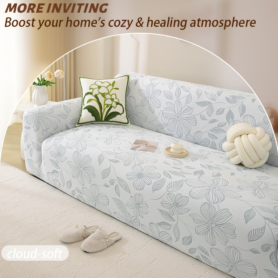 Housse de canapé extensible en polyester, détail de l'ourlet