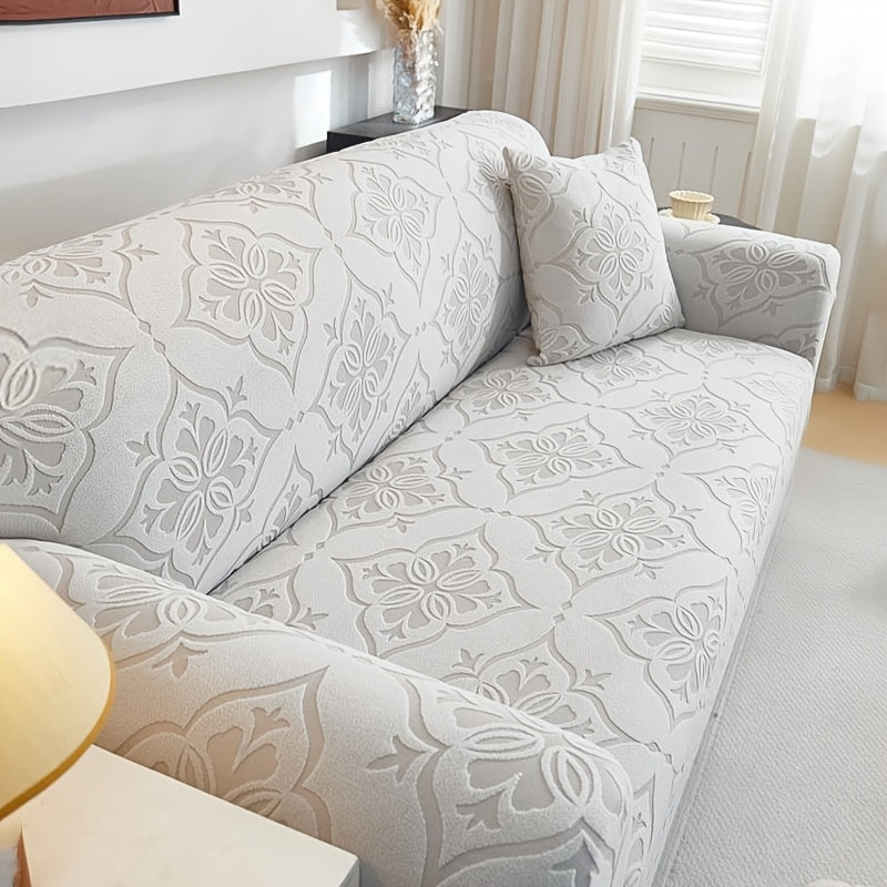 Housse de canapé extensible en polyester à rayures antidérapante, tissu de 180 à 200 g/m² Image
