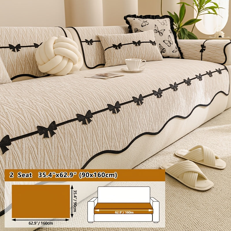 Housse de coussin en chenille en fils teints à motif vagues, gros plan sur le tissu