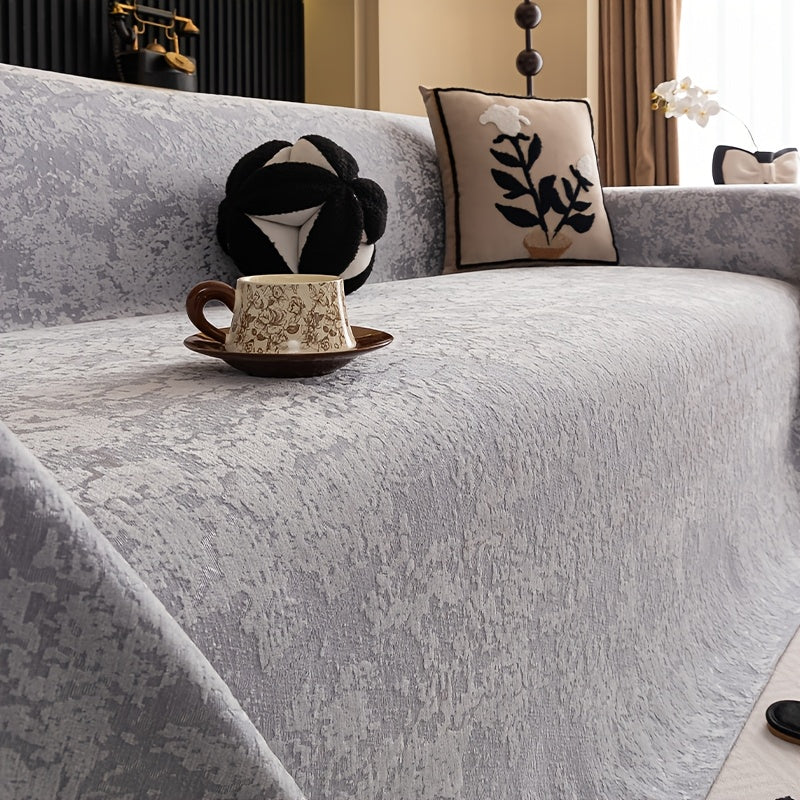 Housse de canapé en chenille jacquard à maille gaufrée, mise en situation