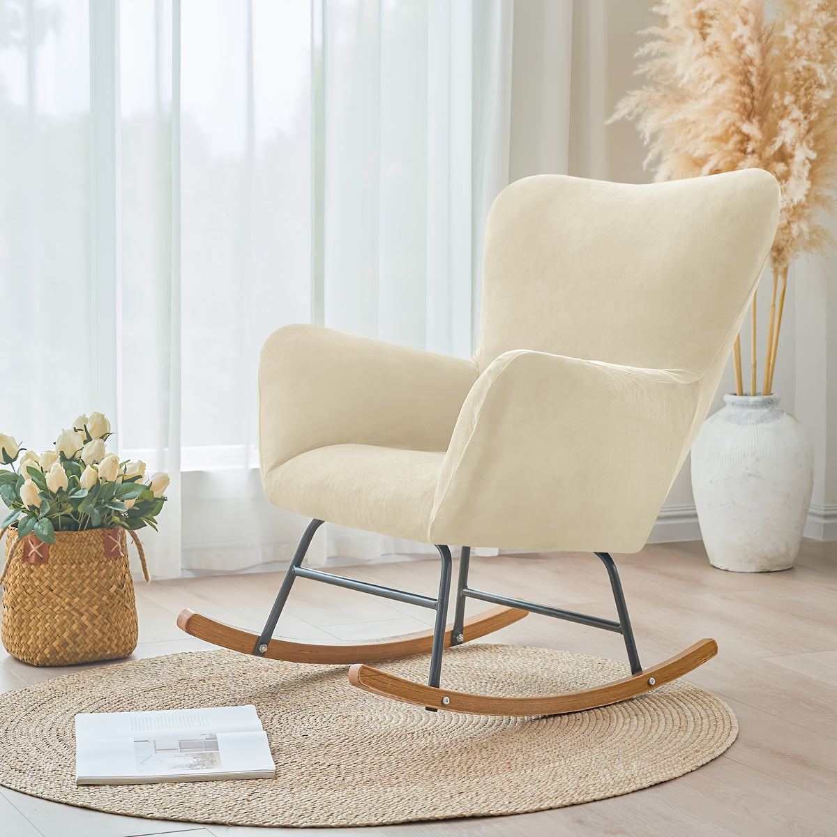 Housse de fauteuil extensible en velours pour fauteuil, vue d'ensemble