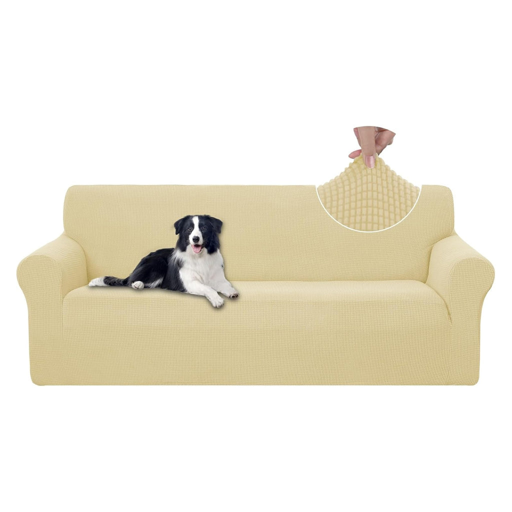 Housse de canapé extensible en polaire jacquard, gros plan sur le tissu