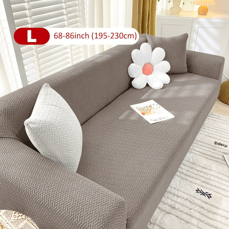 Housse de canapé extensible en velours côtelé jacquard en T, vue de dos
