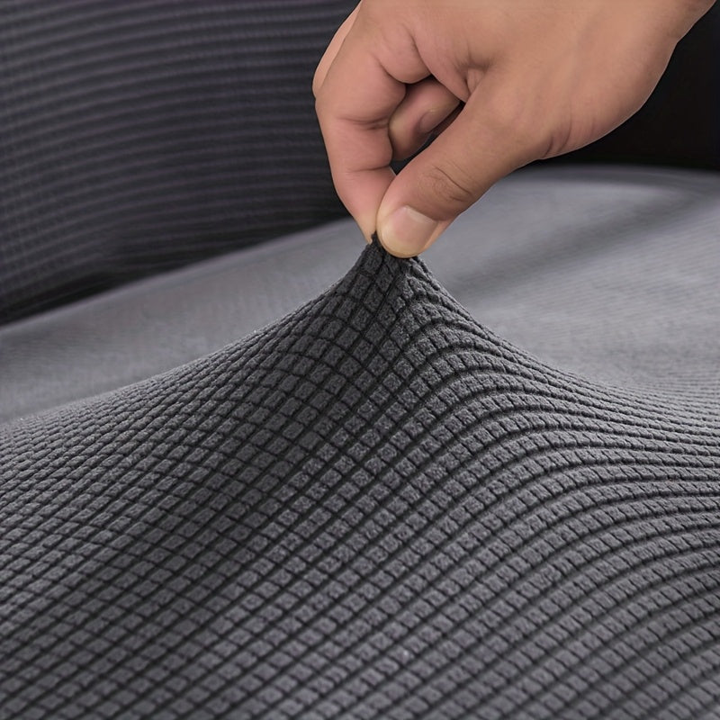 Housse de canapé épaisse extensible en polaire jacquard à housses séparées, mise en situation