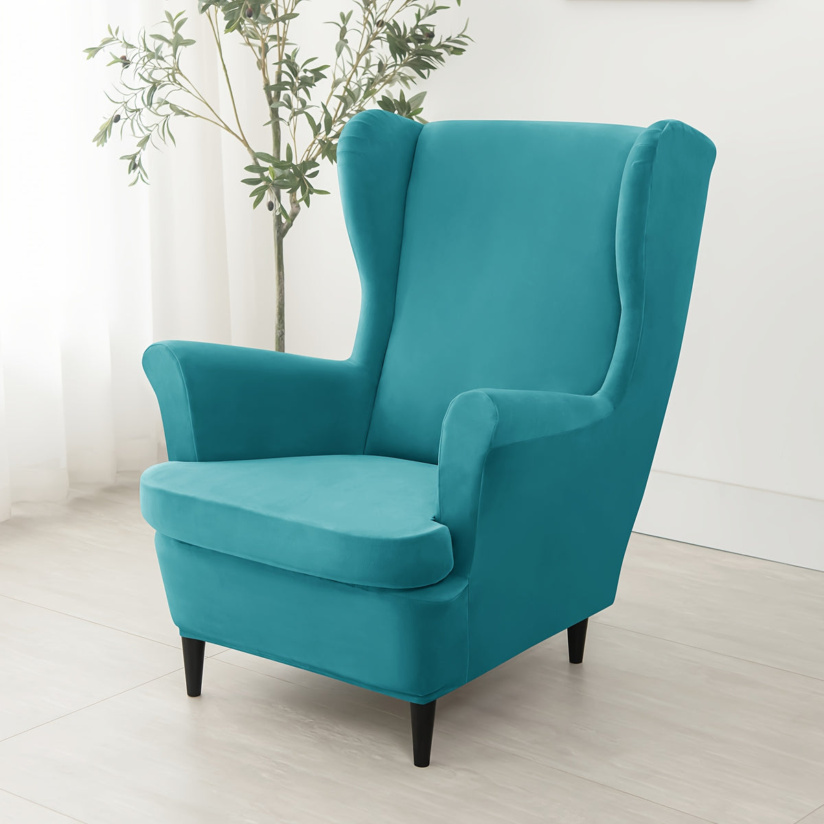 Housse de canapé épaisse extensible en velours pour fauteuil, mise en situation