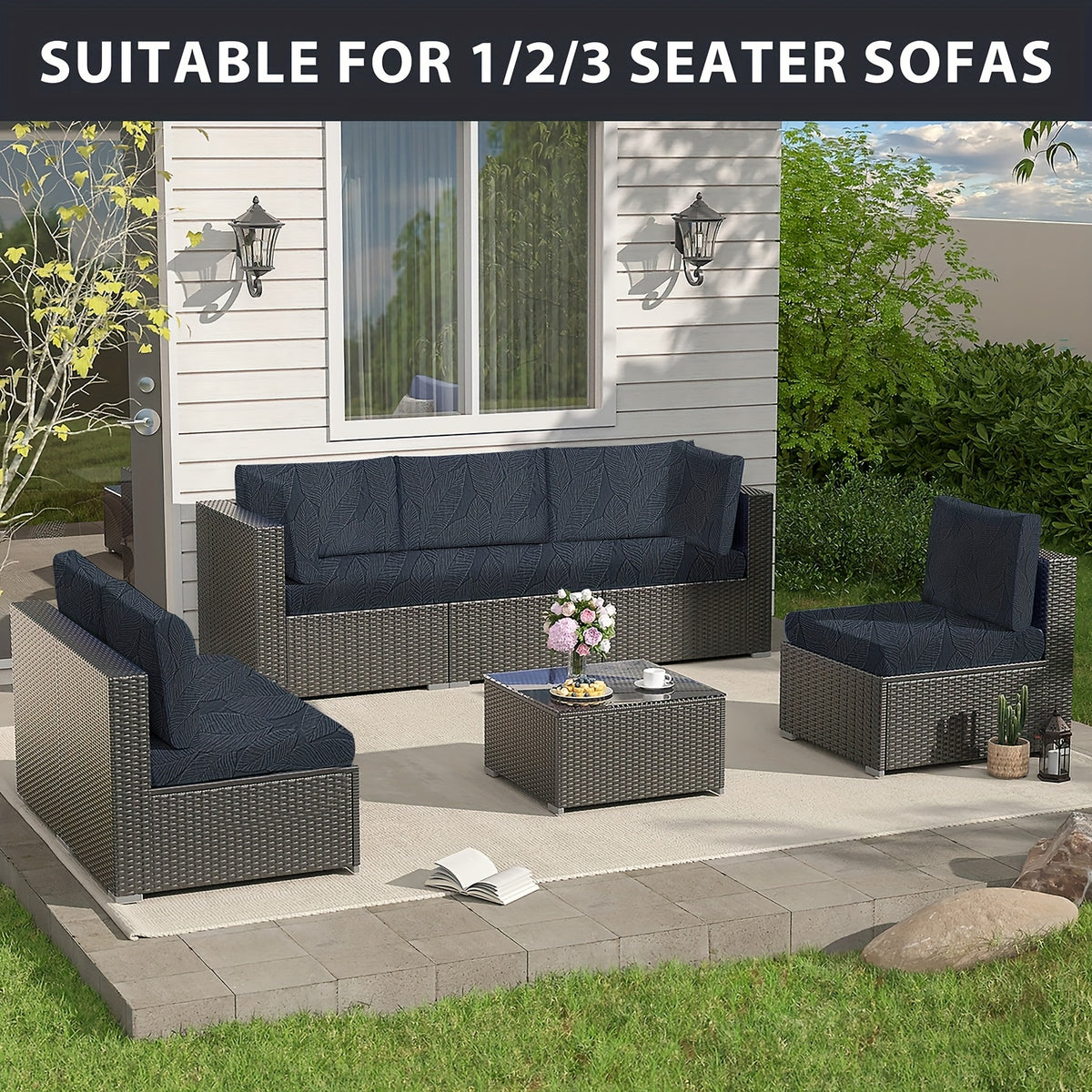 Housse de canapé extensible en polaire, détail de la finition