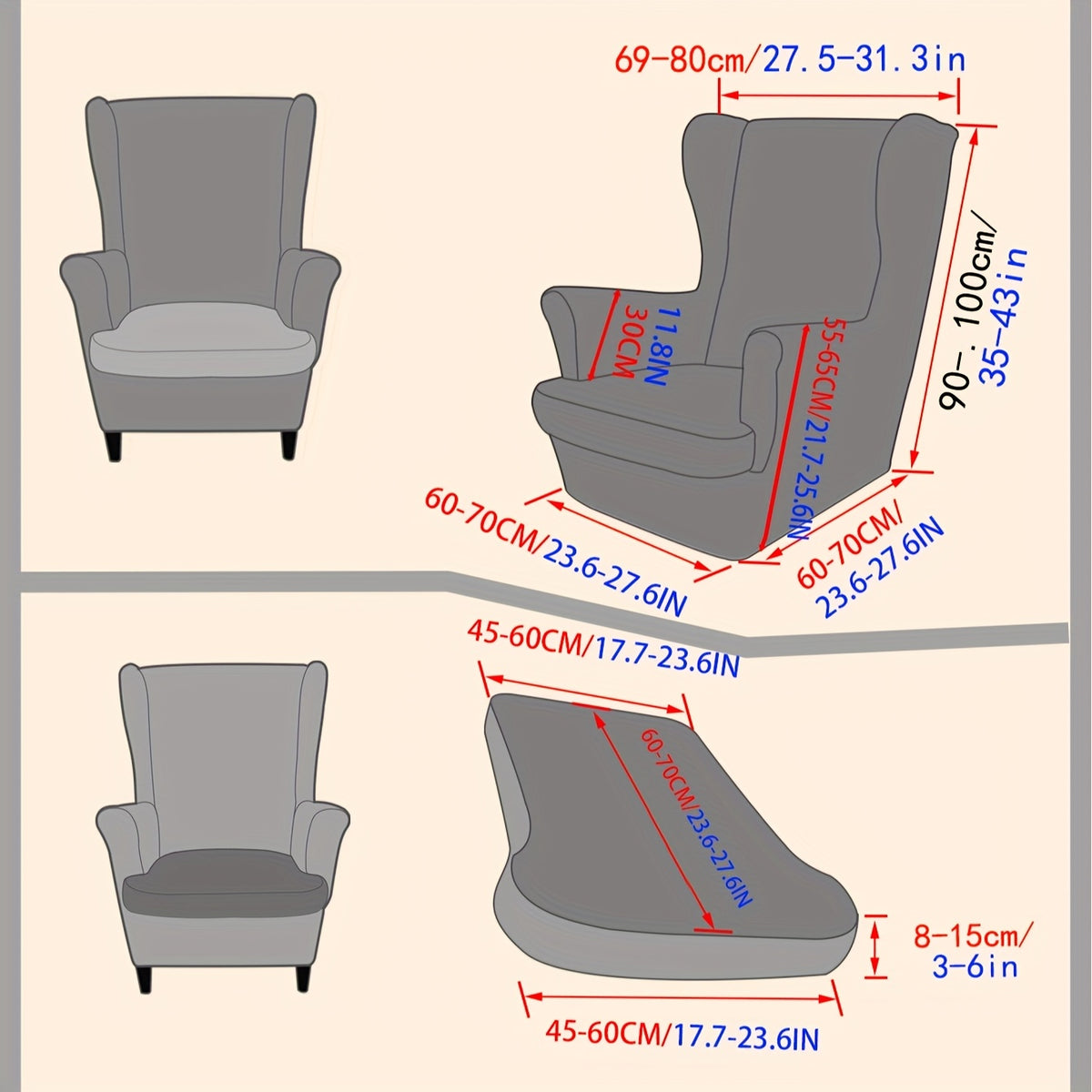Housse de fauteuil extensible en polaire jacquard pour fauteuil, mise en situation