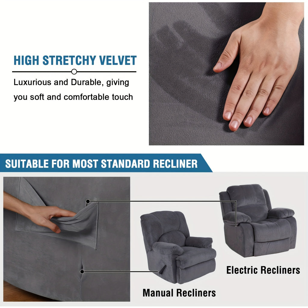 Housse de fauteuil épaisse extensible en velours, mise en situation
