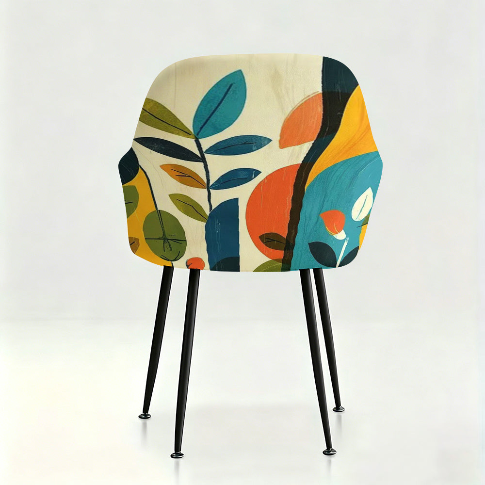 Housse de fauteuil extensible en fibre de lait imprimée à motif feuillage, vue de dos