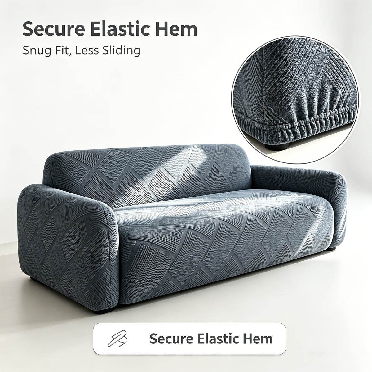 Housse de canapé extensible en polaire jacquard à rayures, vue d'ensemble