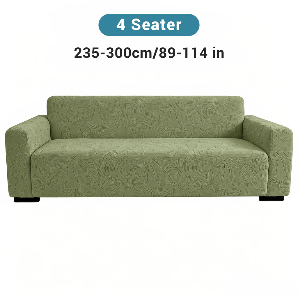 Housse de canapé extensible en polaire jacquard à motif feuillage, vue d'ensemble