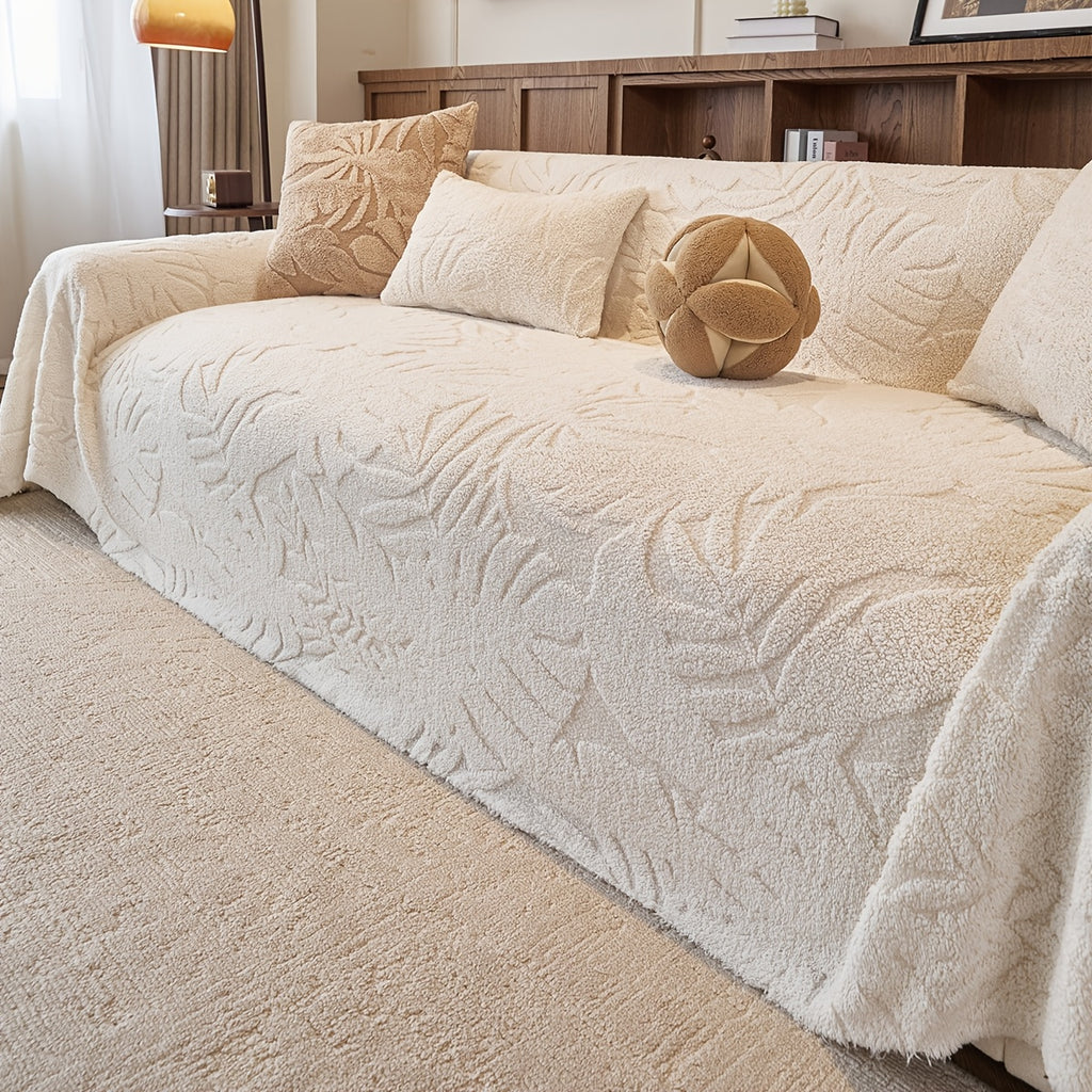 Housse de coussin épaisse en chenille matelassée antidérapante à housses, gros plan sur le tissu