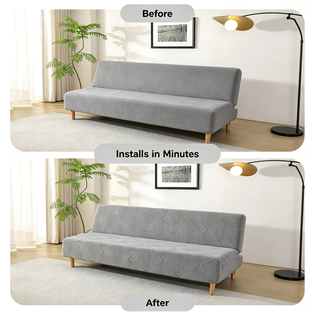 Housse de canapé extensible en polaire jacquard anti-griffes, housse posée