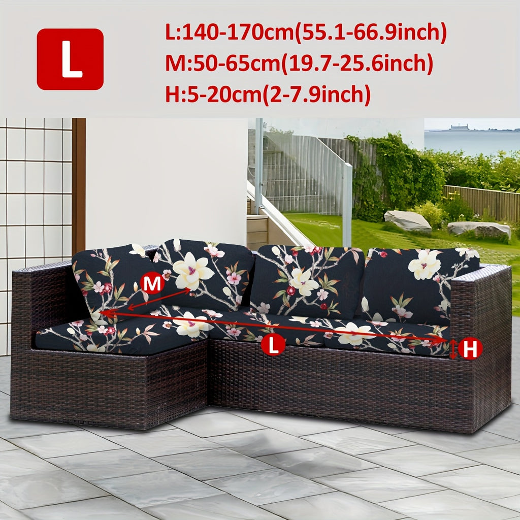 Housse de canapé extensible en fibre de lait à motif tropical, gros plan sur le tissu
